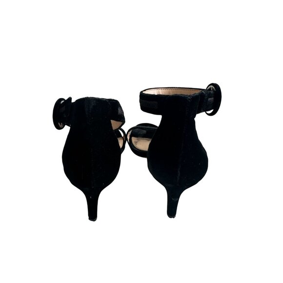 ANTONIO MELANI Black Velvet Ankle Strap Kitten Heels Sandals Size 6 - Picture 7 of 10